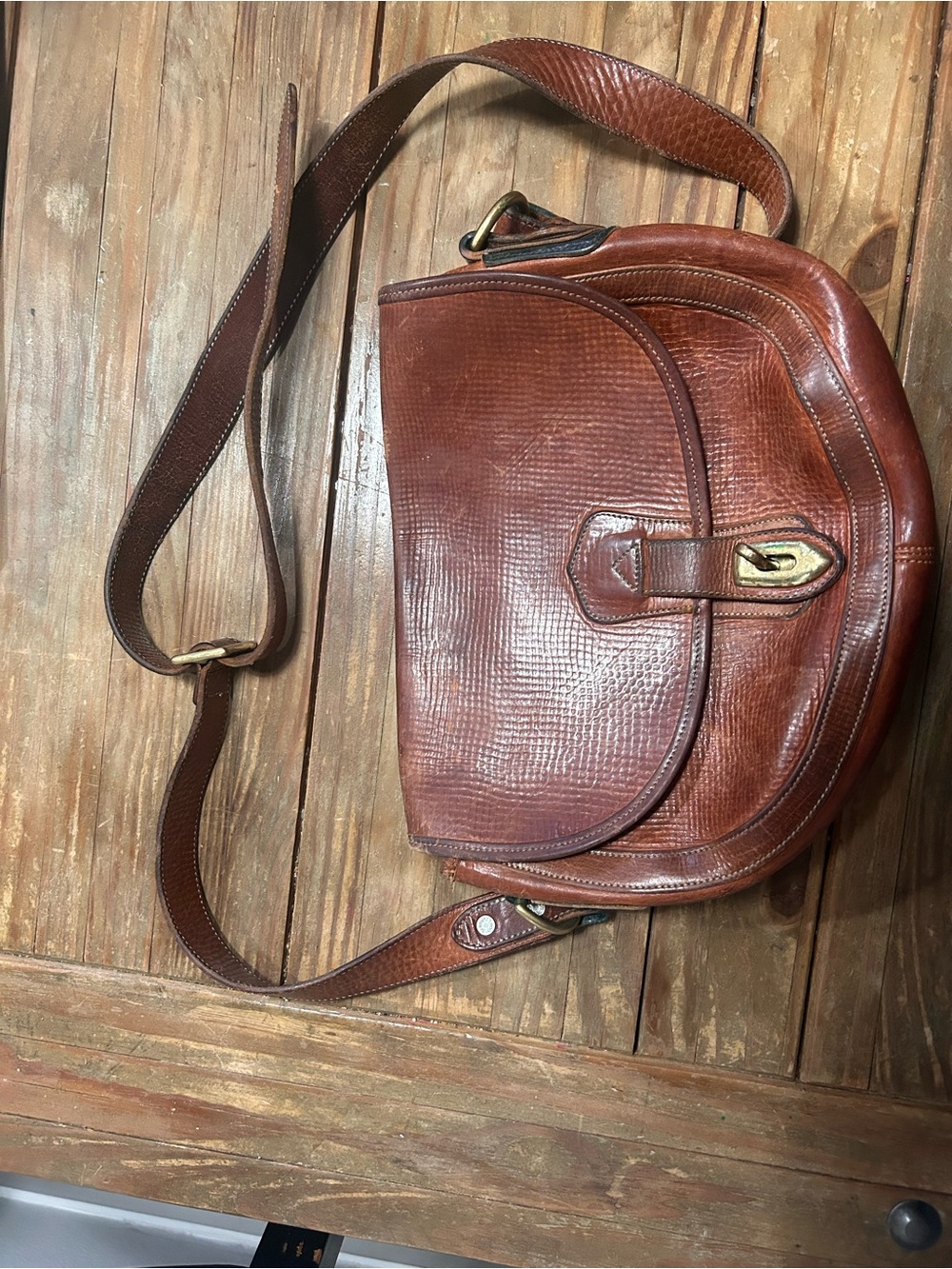 Women's Brown Leather Satchel Crossbody - Classic Textured Style